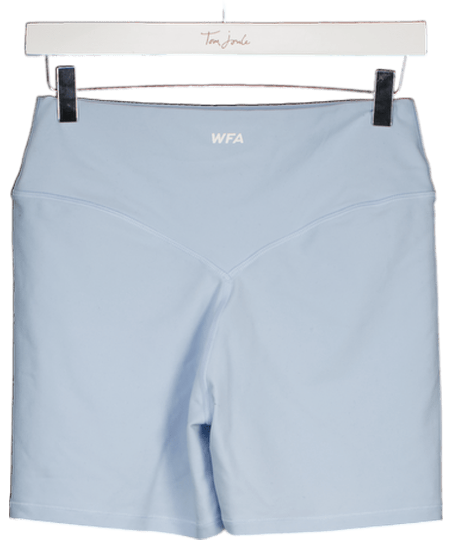 White Fox Keep Up High Waisted Shorts 4" Baby Blue UK L - Reliked