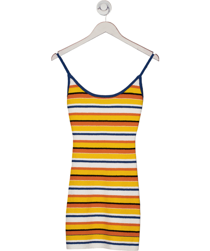 White Fox Multicoloured Shooting Sparks Knit Mini Dress Nautical Stripe UK S - Reliked
