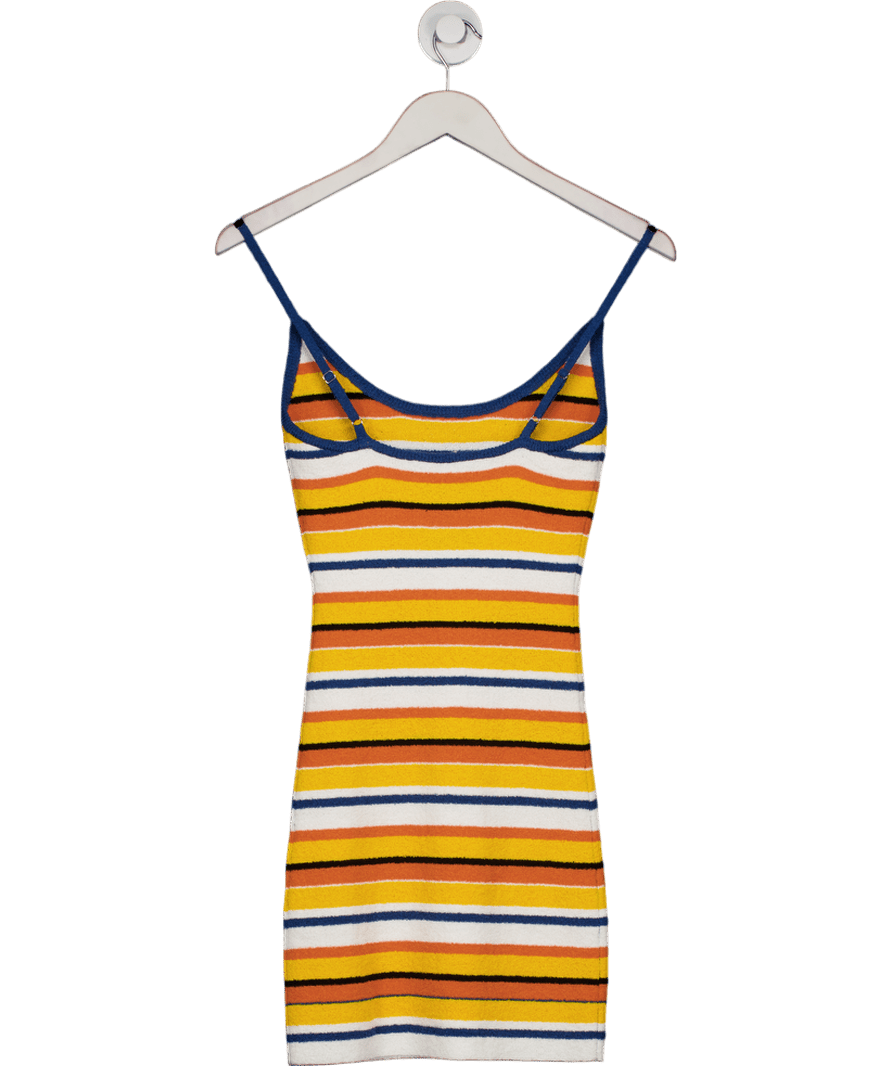 White Fox Multicoloured Shooting Sparks Knit Mini Dress Nautical Stripe UK S - Reliked