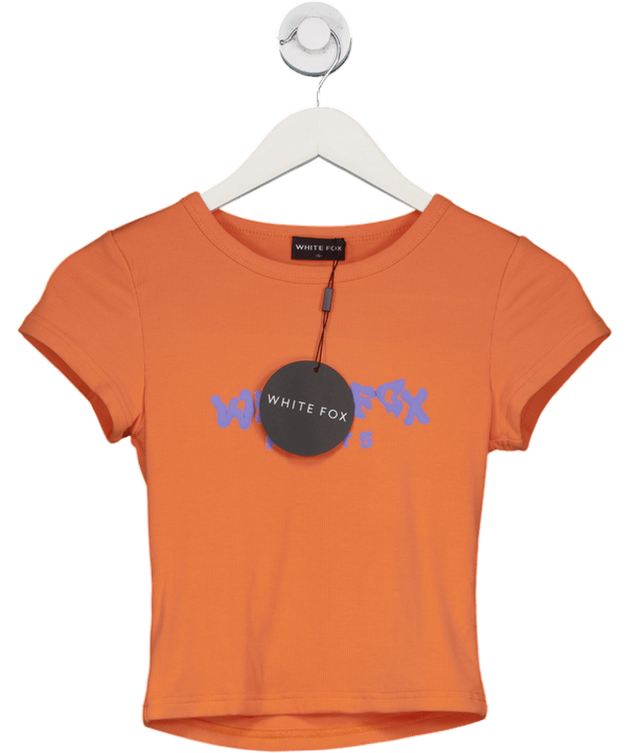White Fox Orange Project 5 Ribbed Baby Tee UK S - Reliked