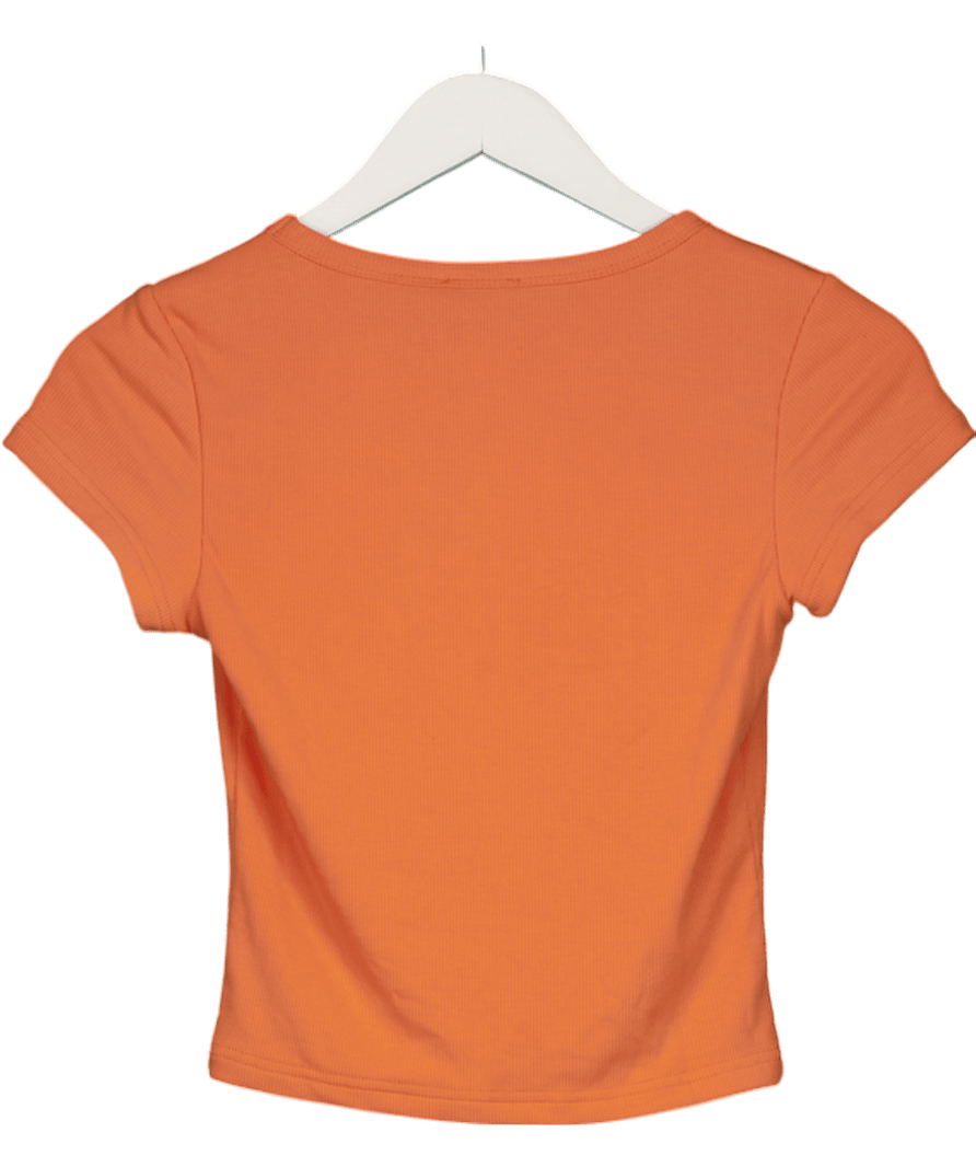 White Fox Orange Project 5 Ribbed Baby Tee UK S - Reliked