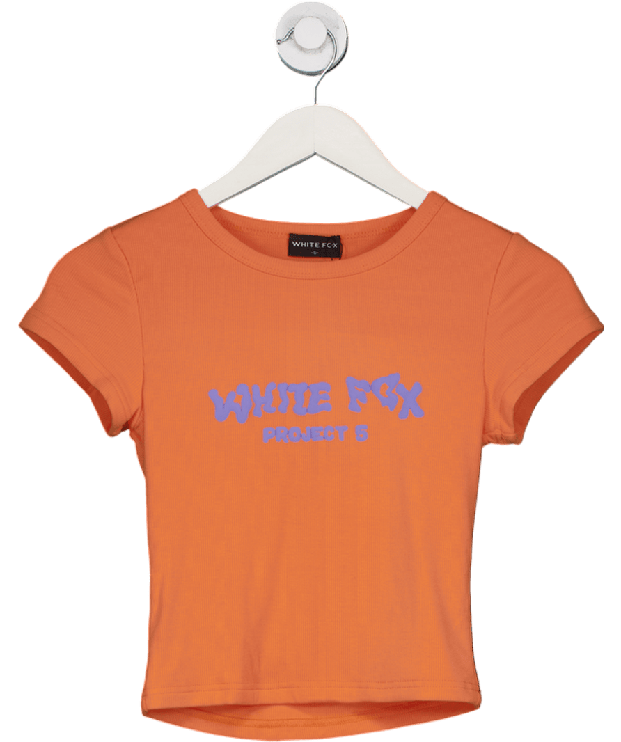 White Fox Orange Project 5 Ribbed Baby Tee UK S - Reliked