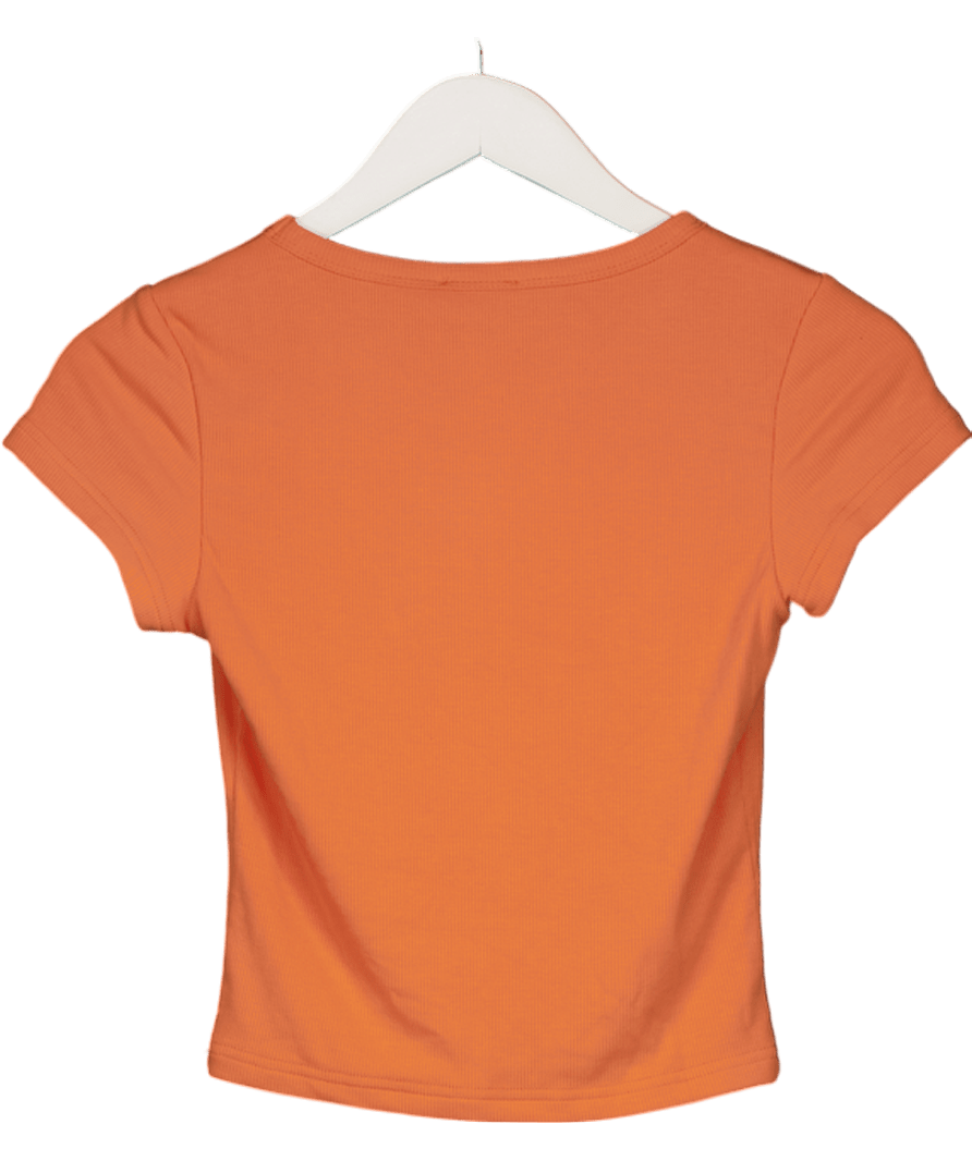 White Fox Orange Project 5 Ribbed Baby Tee UK S - Reliked