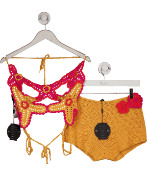 White Fox Orange So Fresh Crochet Top Pastel UK S