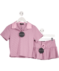 White Fox Pink Check The Scores Polo Tee & Mini Skirt UK S - Reliked