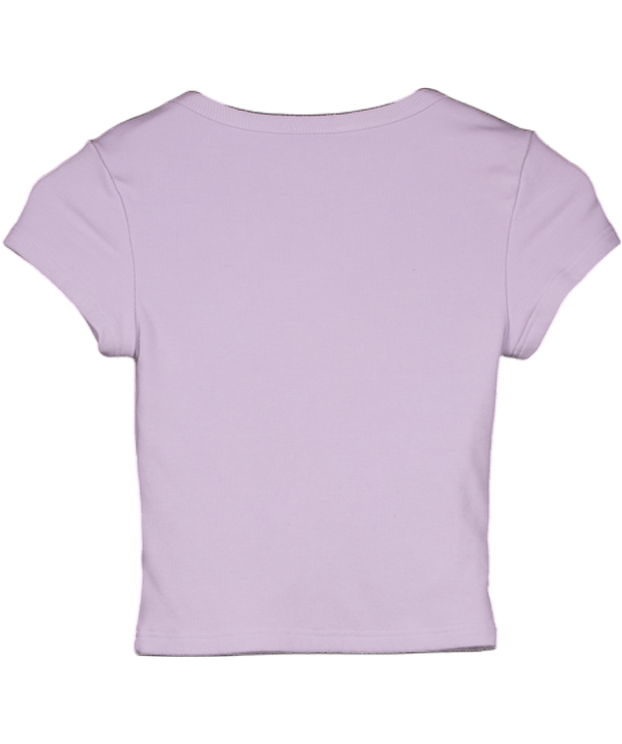 White Fox Purple Lilac Ribbed Double Layer T-shirt UK XS - Reliked