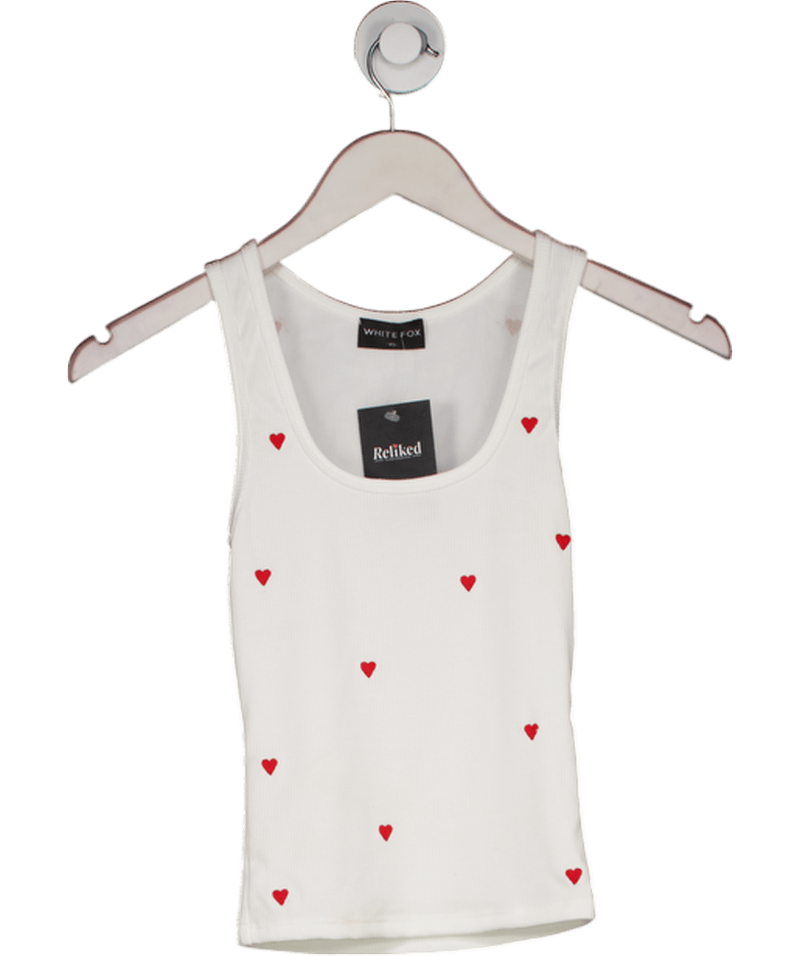 White Fox White Do It For Me Ribbed Tank Top UK XS - Reliked