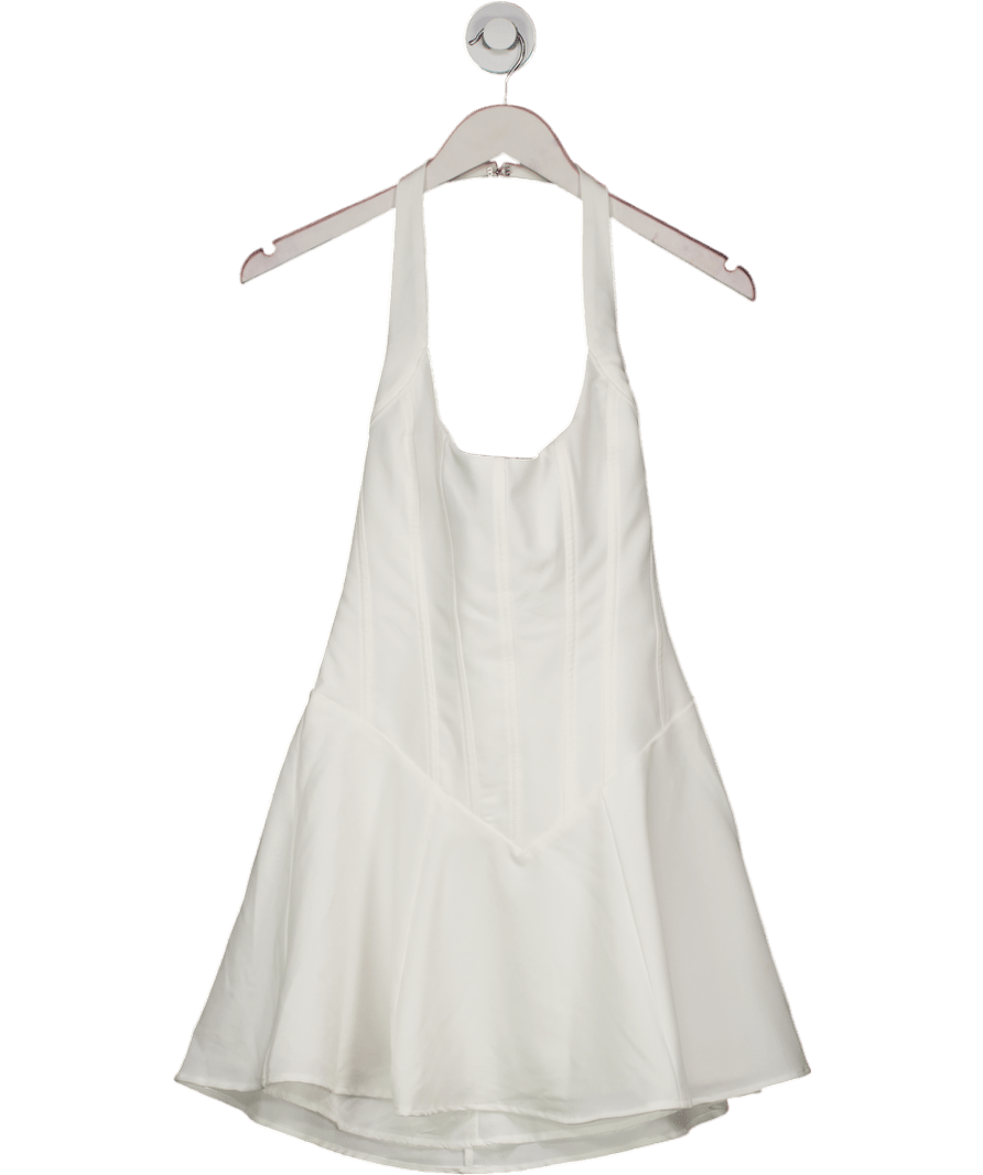 White Fox White Halter Neck Corset Mini Dress UK S - Reliked