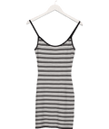 White Fox White I've Been Thinking Knit Mini Dress Black/white Stripe UK M - Reliked