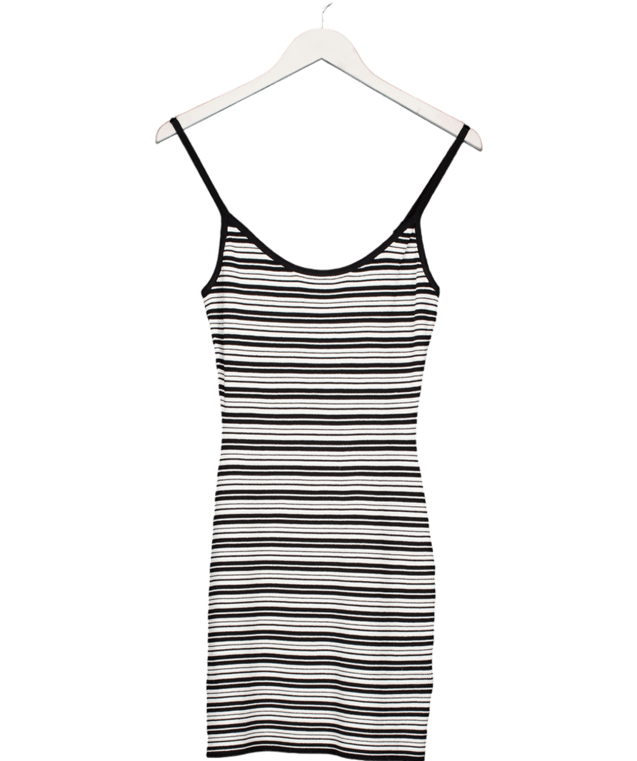 White Fox White I've Been Thinking Knit Mini Dress Black/white Stripe UK M - Reliked