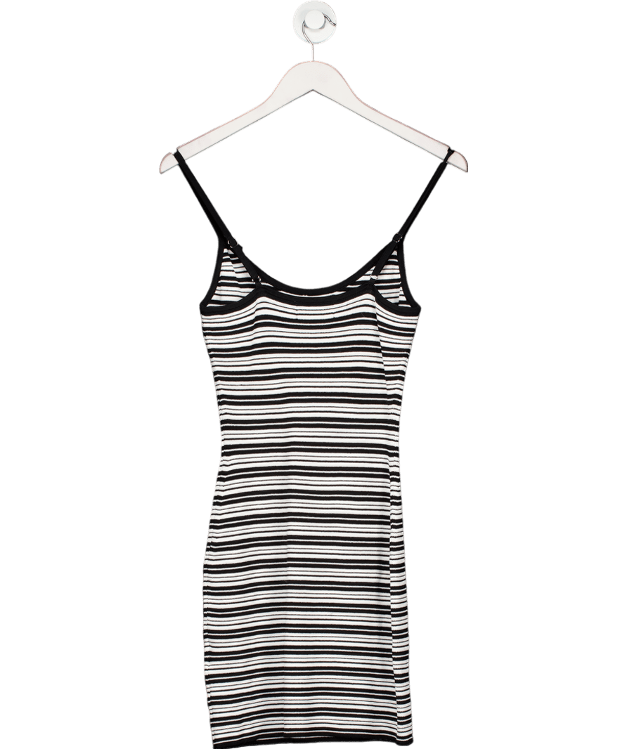 White Fox White I've Been Thinking Knit Mini Dress Black/white Stripe UK M - Reliked