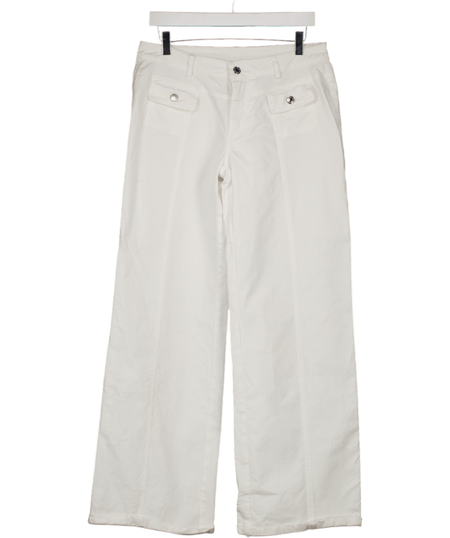 White Fox White Patch Pocket Wide Leg Trousers UK M - Reliked