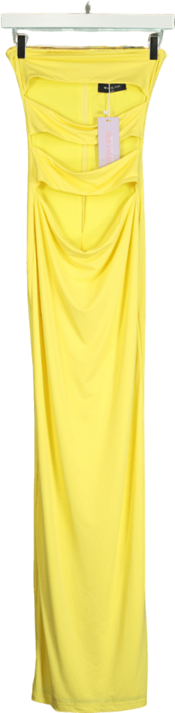 White Fox Yellow Midnight Rain Maxi Dress Lemon UK L - Reliked