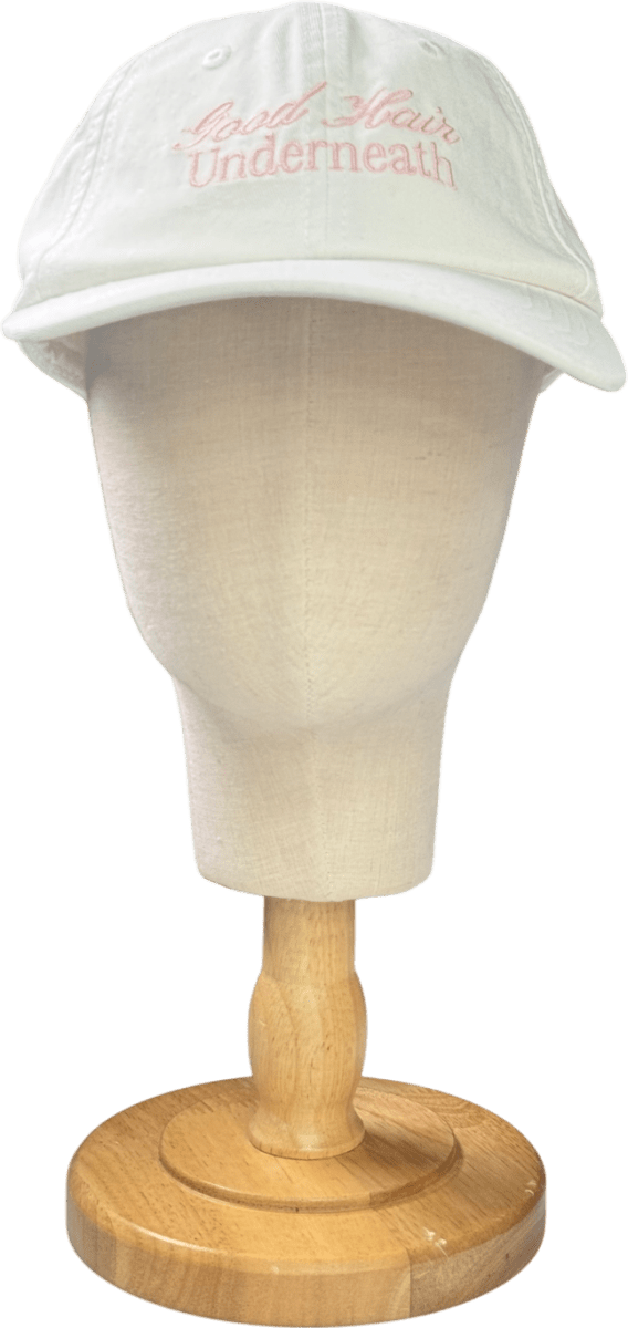 White "Good Hair Underneath' Logo Cap One Size - Reliked