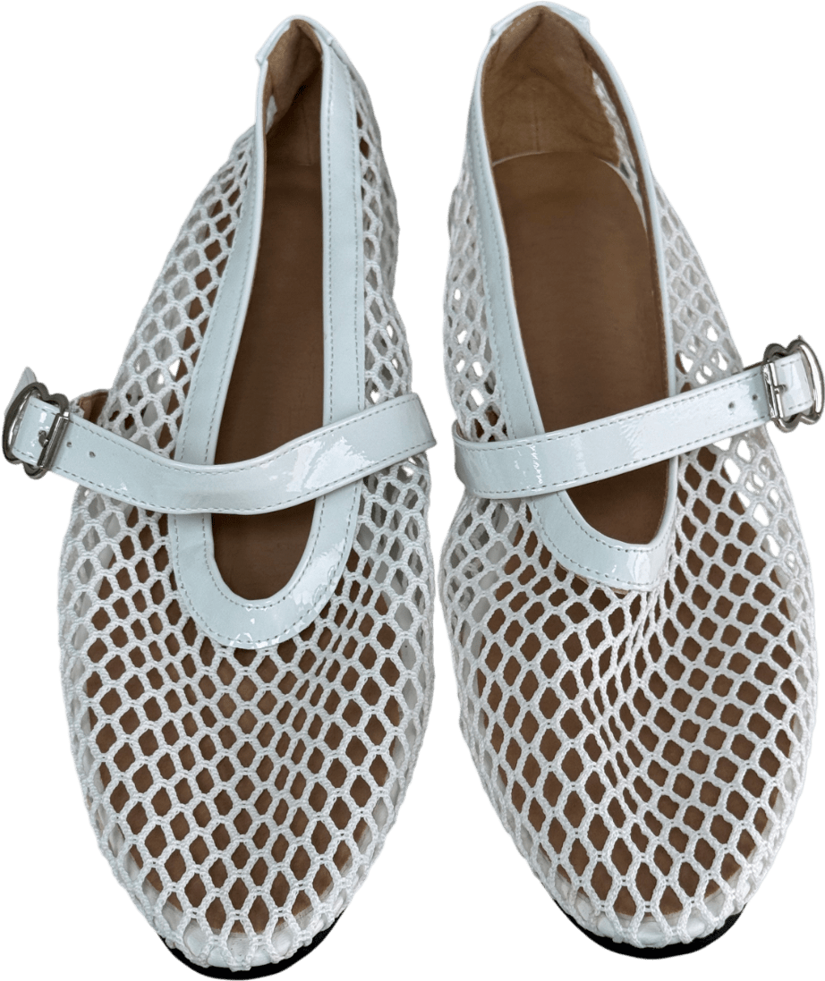 White Mesh Mary Jane Flats UK 7 EU 40 👠 - Reliked