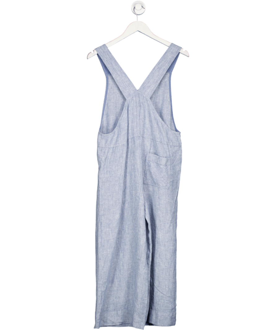 White Stuff Viola Crop Linen Dungaree In Chambray Blue UK 10 - Reliked