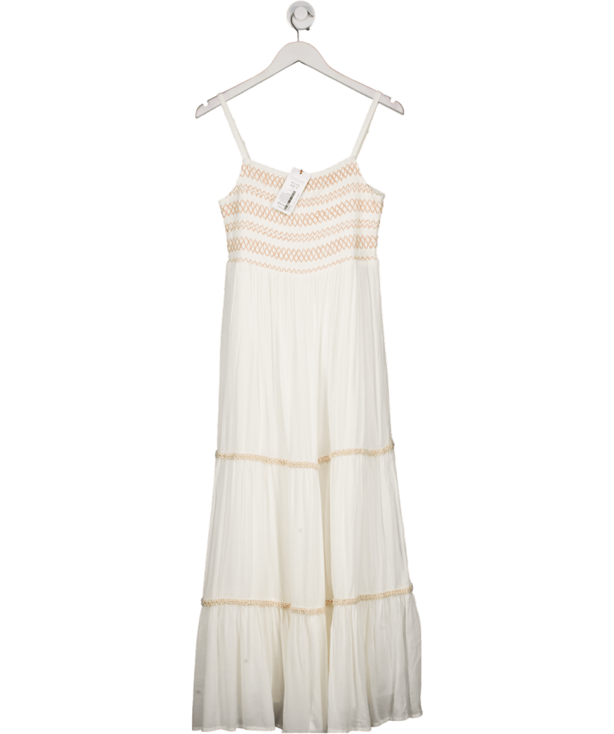 White Together Ivory Shirred Maxi Dress UK 10 - Reliked