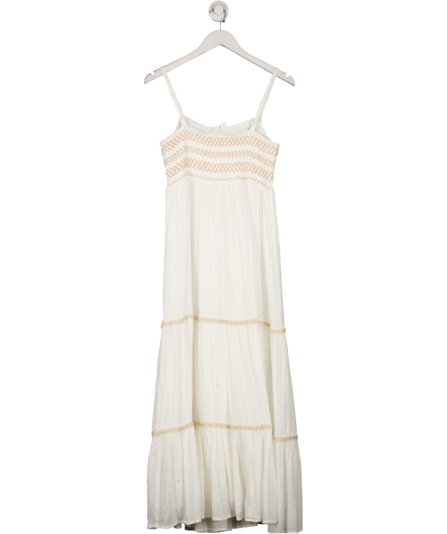White Together Ivory Shirred Maxi Dress UK 10 - Reliked