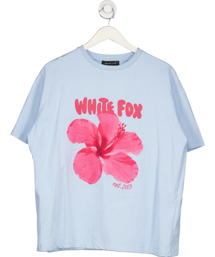 Whitefox Blue Oversized Flower Print T-shirt UK M/L - Reliked