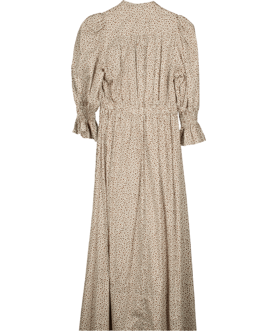 Wiggy Kit Cream / Brown Tie Front Maxi Dress UK XS - Reliked