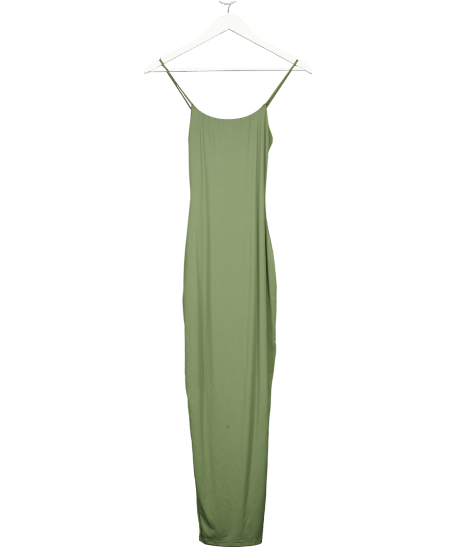 WINDSOR Green Khaki Jersey Midi Dress UK S - Reliked