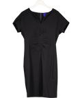 Winser London Black Ruched Short Sleeve Miracle Dress UK 12 - Reliked