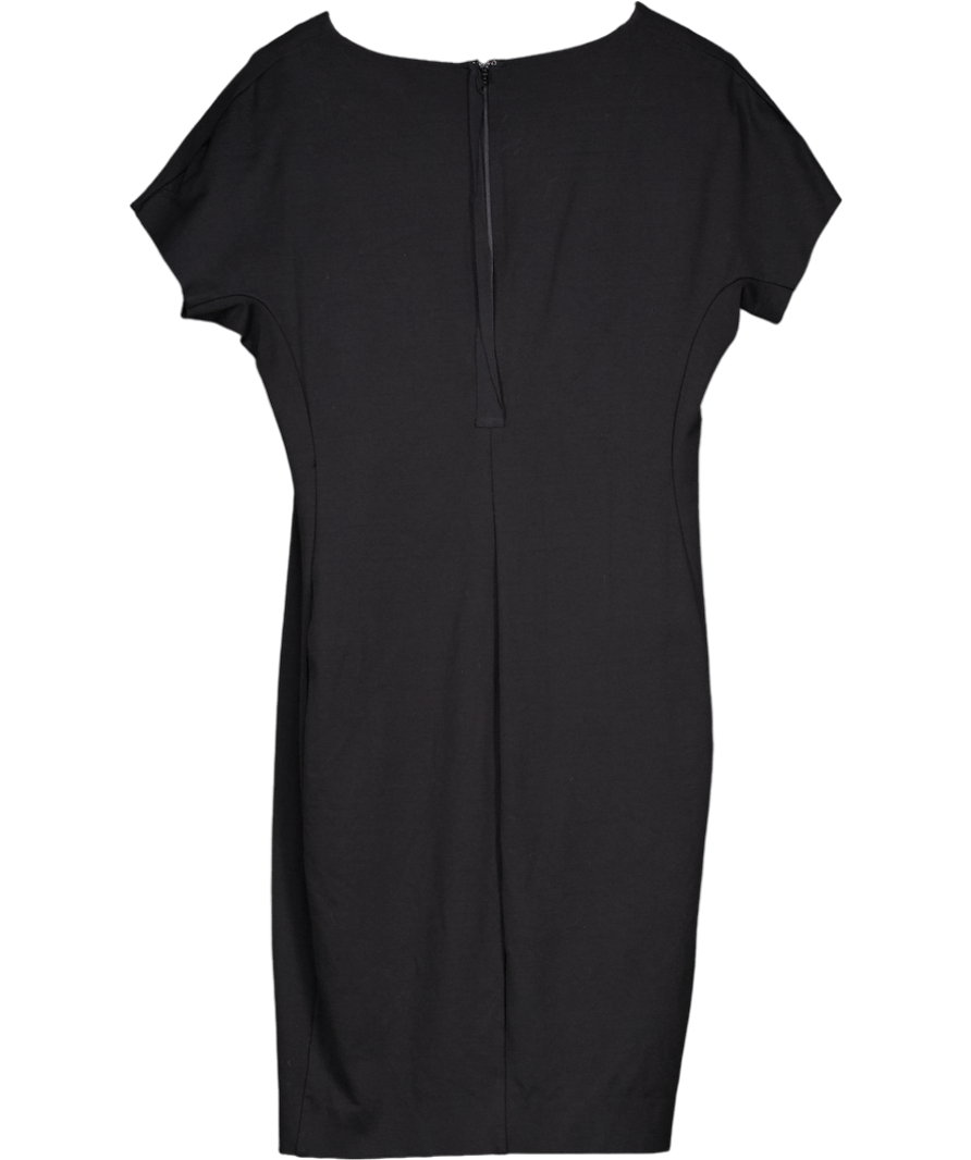 Winser London Black Ruched Short Sleeve Miracle Dress UK 12 - Reliked