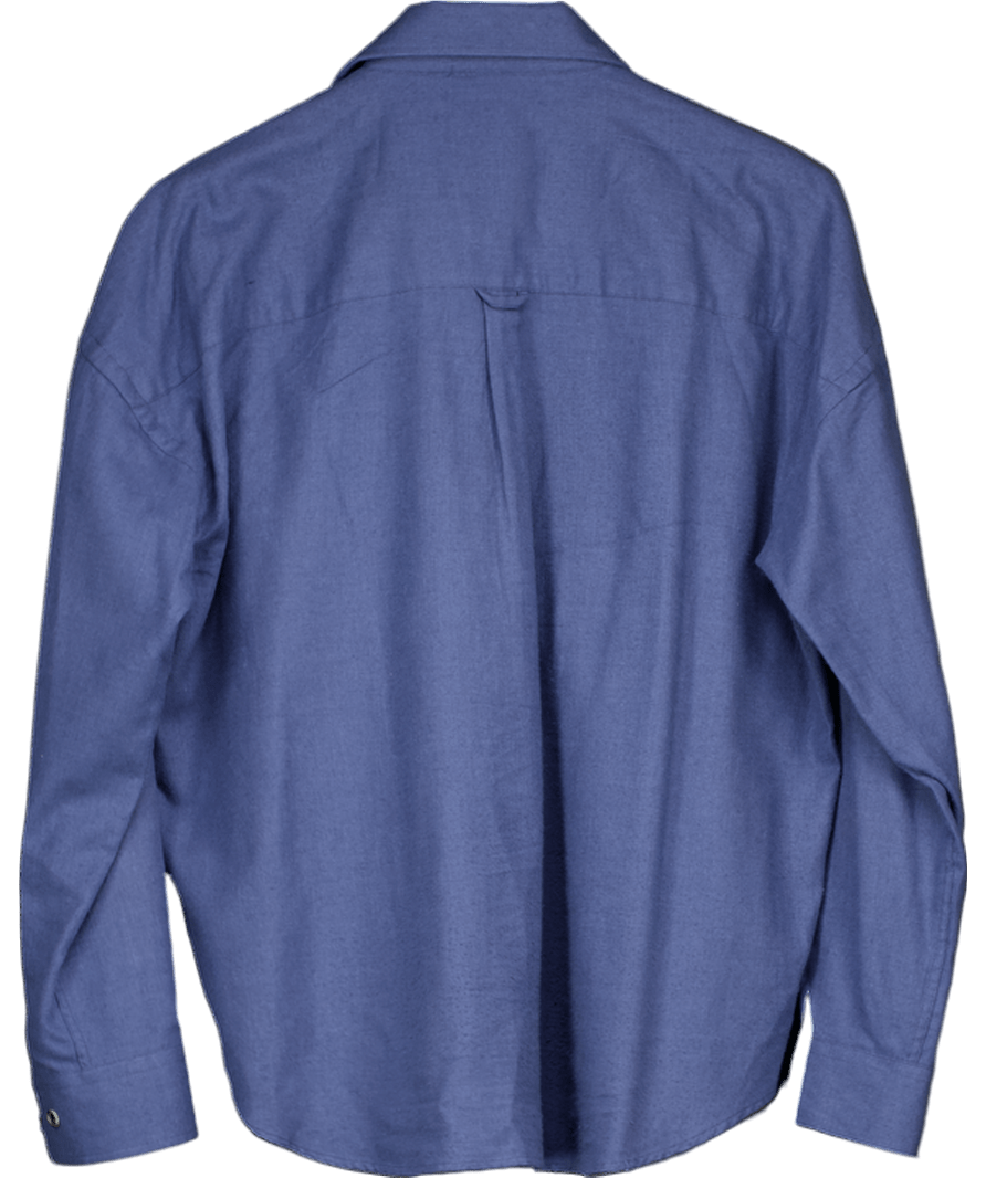 WNU Blue With Nothing Underneath Blue Brushed Flannel The Weekend Shirt UK M - Reliked