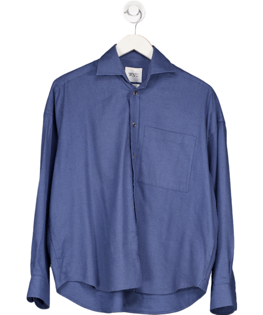 WNU Blue With Nothing Underneath Blue Brushed Flannel The Weekend Shirt UK M - Reliked