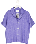 WNU Blue With Nothing Underneath The Cabana 100% Linen Short Sleeve Shirt UK M - Reliked