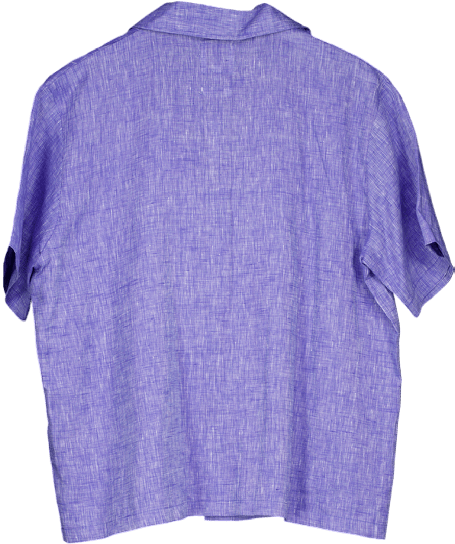 WNU Blue With Nothing Underneath The Cabana 100% Linen Short Sleeve Shirt UK M - Reliked