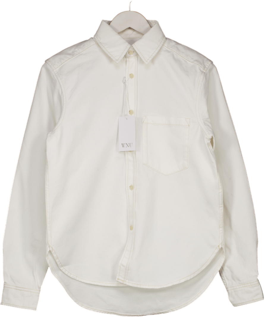 WNU With Nothing Underneath The Classic Organic Cotton Shirt - Off White UK 12 - Reliked