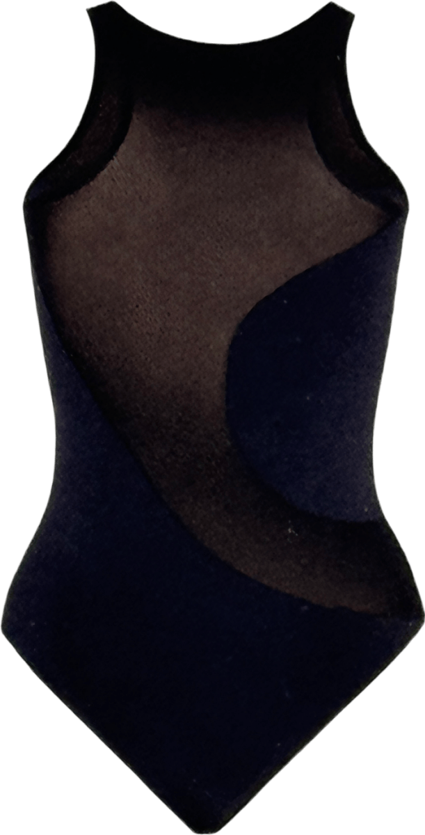 Wolford Black Satin Sheer Wave Detail Bodysuit UK S - Reliked