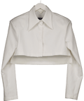 Workshop White Cropped Shirt Wiith Shoulder Pads UK S/M - Reliked