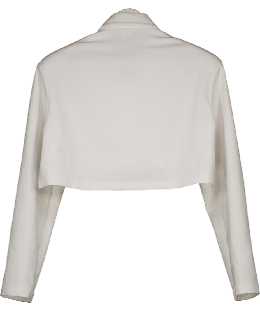 Workshop White Cropped Shirt Wiith Shoulder Pads UK S/M - Reliked