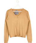 Y LONDON Beige Camel Super Soft V - neck Jumper UK S/M - Reliked