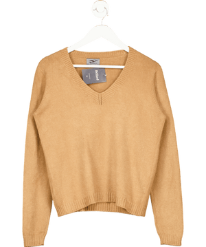 Y LONDON Beige Camel Super Soft V-neck Jumper UK S/M