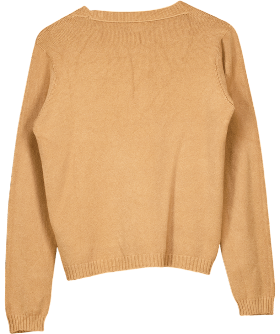 Y LONDON Beige Camel Super Soft V - neck Jumper UK S/M - Reliked