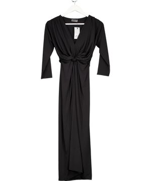 Y LONDON Black Knot Front Jersey Midi Dres UK S