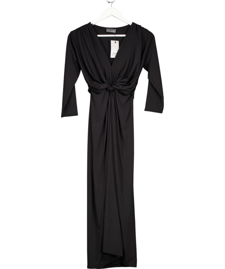 Y LONDON Black Knot Front Jersey Midi Dres UK S - Reliked