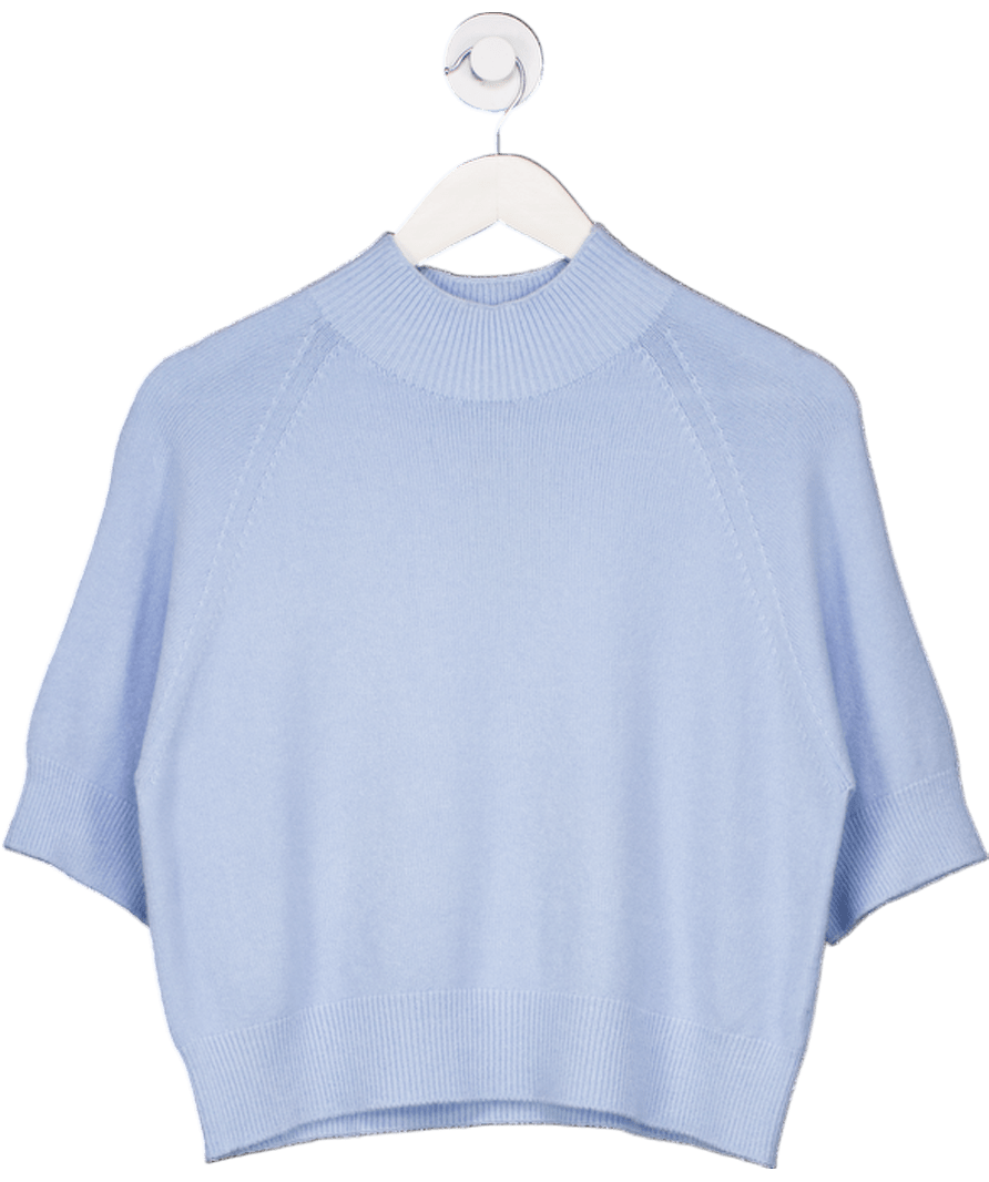 Y LONDON Blue Super Soft Turtle Neck Knit Tee UK S/M - Reliked