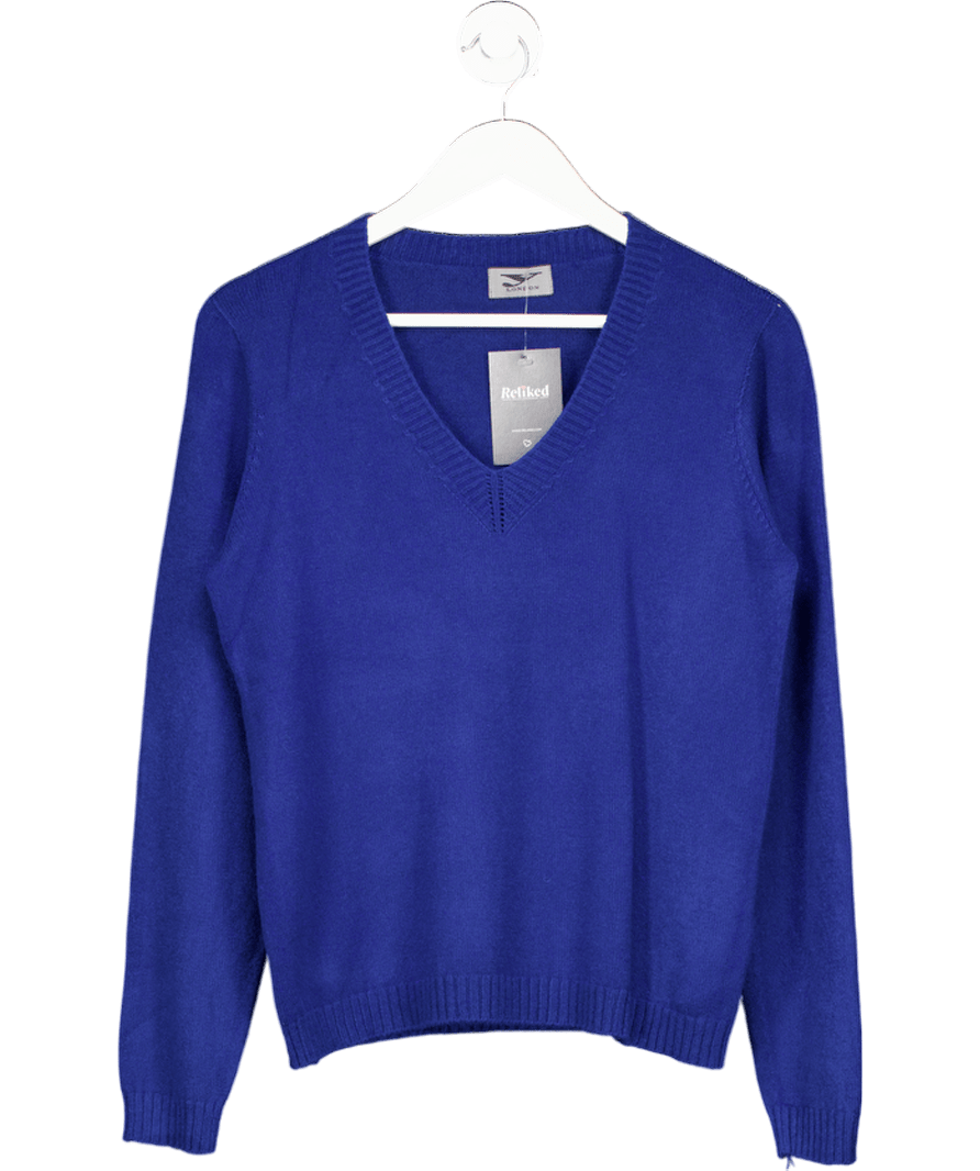Y LONDON Blue Super Soft V Neck Jumper UK S/M - Reliked