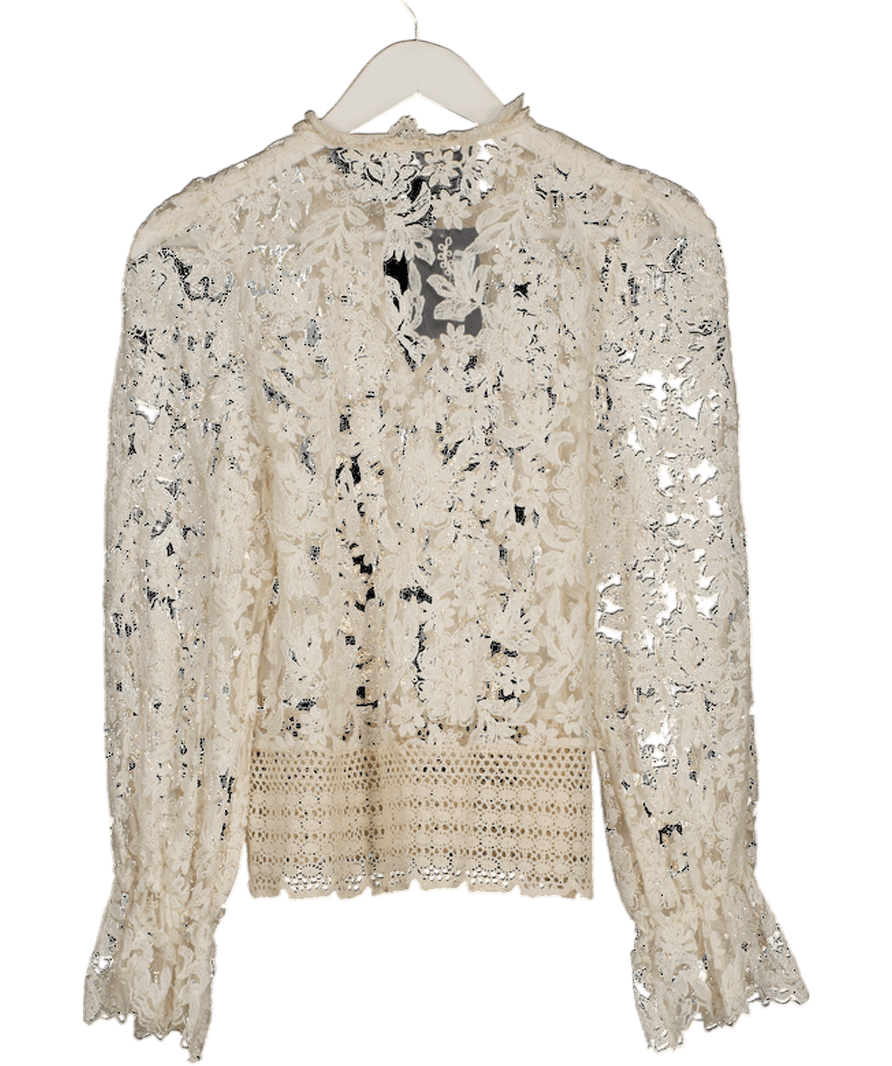 Y LONDON Cream Lace Blouse UK S/M - Reliked