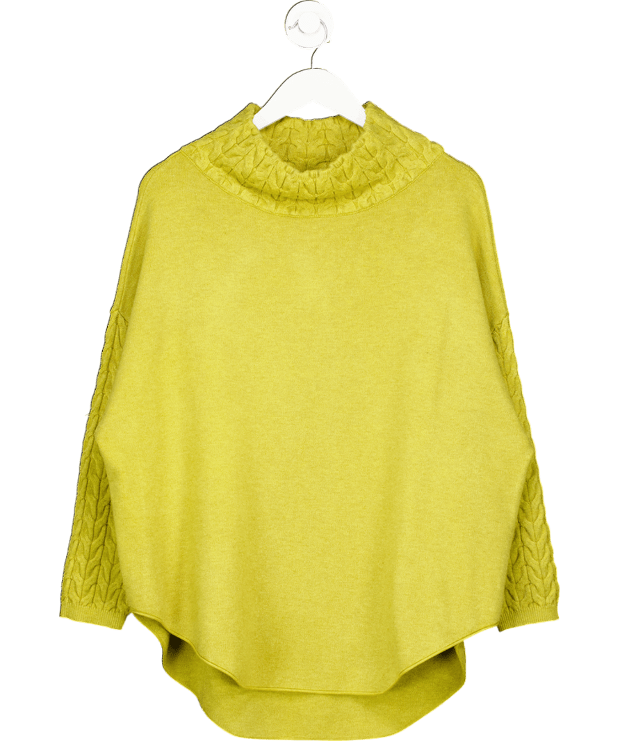 Y - London Green Chartreuse Textured Knit Funnel Neck Jumper UK S/M - Reliked