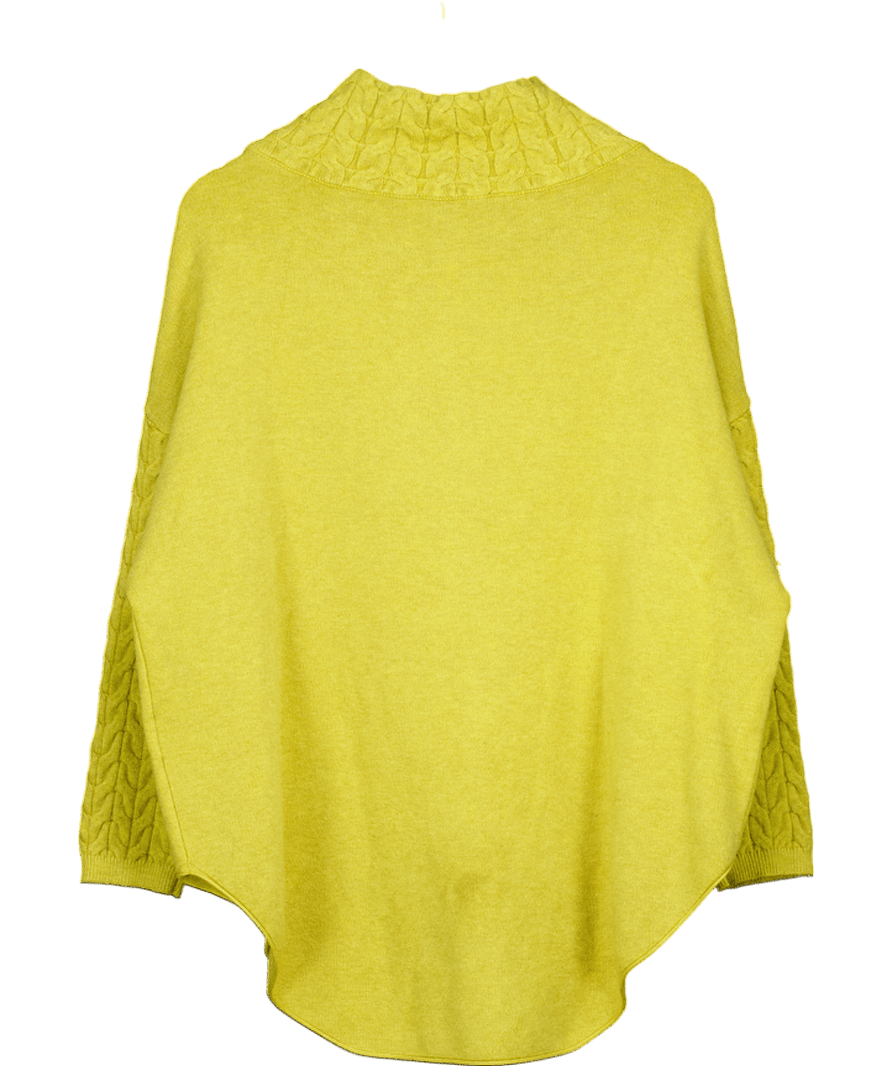 Y - London Green Chartreuse Textured Knit Funnel Neck Jumper UK S/M - Reliked