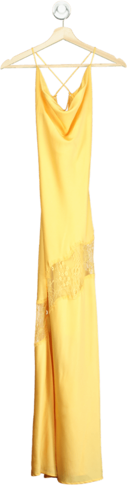 Yellow Lace Trim Slip Dress UK 10 - Reliked