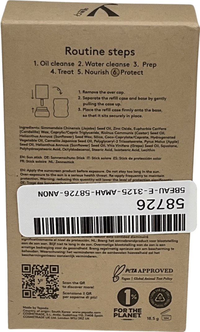 yepoda The Sunsational Velvety Broad Spectrum Mineral Sun Stick Spf 30 18.5g - Reliked