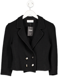 Yves Saint Laurent Black Ribbed Cropped Double Breasted Cardigan UK M - Reliked