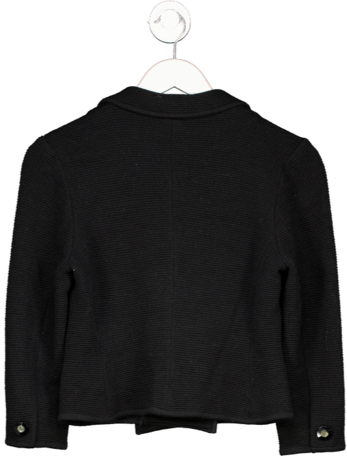 Yves Saint Laurent Black Ribbed Cropped Double Breasted Cardigan UK M - Reliked