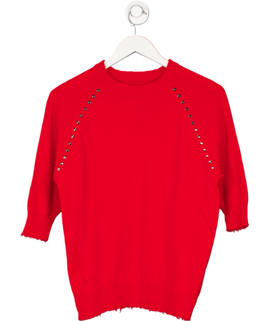 Zadig & Voltaire Red Cashmere & Wool Blend Studded Detail Sweater UK S - Reliked